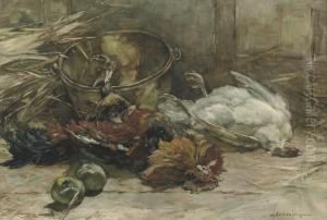 Still Life With Poultry And Apples by Johannes Evert Akkeringa