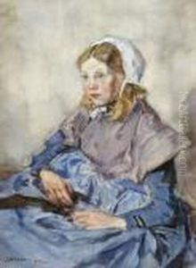 Portrait Of A Young Girl In Regional Dress by Johannes Evert Akkeringa
