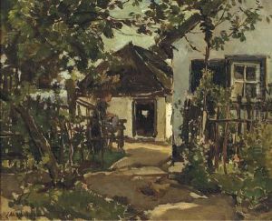 By The White Farmhouse by Johannes Evert Akkeringa