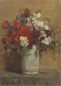 Lathyrus: Sweetpea In A Vase by Johannes Evert Akkeringa