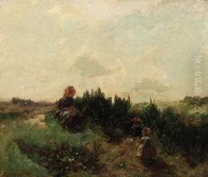 Children Playing In The Dunes by Johannes Evert Akkeringa