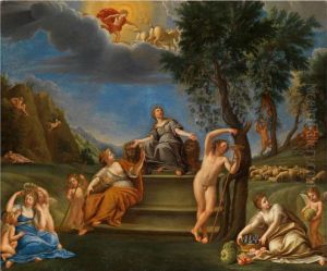Gotter In Arkadischer Landschaft by Francesco Albani