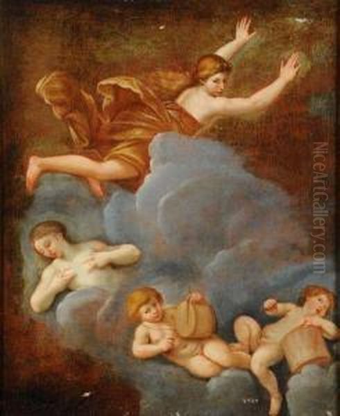 Figura Allegorica Con Putti Musicanti - view 1