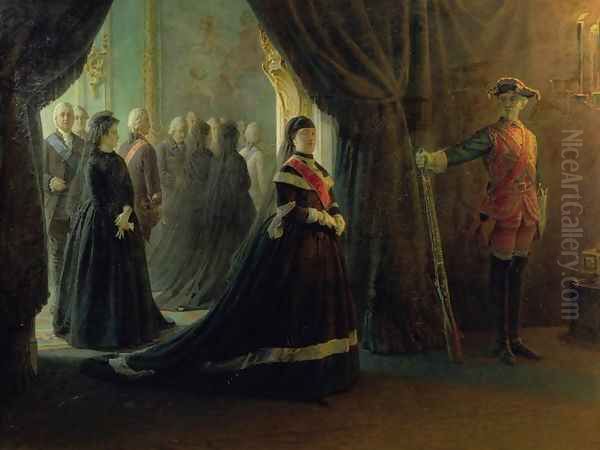 Catherine II (1729-96) at the Coffin of Empress Elizabeth (1709-61), 1874 - view 1