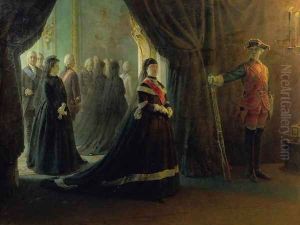 Catherine II (1729-96) at the Coffin of Empress Elizabeth (1709-61), 1874