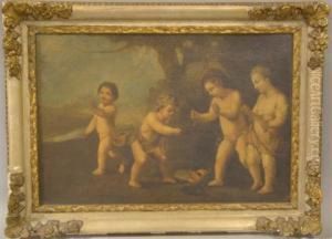 Cherubs Playing With A Mask