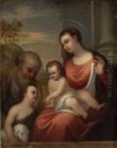The Holy Family With Saint John The Baptist by Francesco Albani