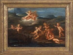 Cupids Playing In Landscape