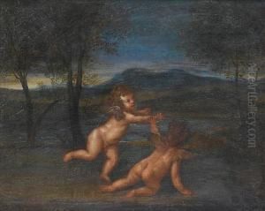 Putti Playing In An Open Landscape by Francesco Albani