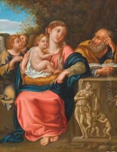 Holy Family Resting On The Flight Into Egypt. by Francesco Albani