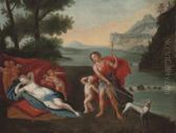 Venus And Adonis In A Landscape With Putti - view 1
