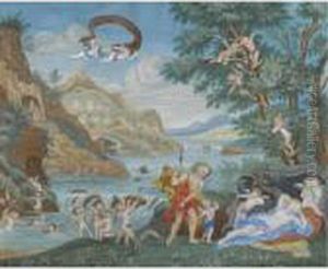 The Toilet Of Venus Venus And Adonis by Francesco Albani