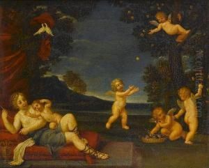 Venus And Cupid With Putti by Francesco Albani
