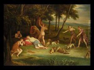 Die Jagdgottin Diana Mit Ihren Gespielinnen by Francesco Albani