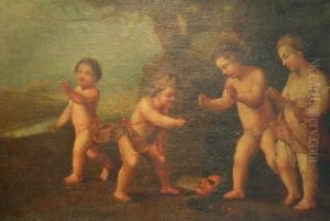 Cherubs Playing With A Mask by Francesco Albani