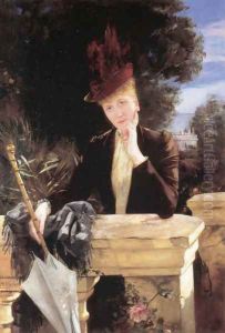 A portrait of Marie-Clotilde de Faret Legrand, Comtesse de Fournés by Henri Gervex