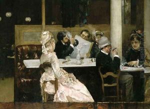 Cafe Scene in Paris 1877 by Henri Gervex