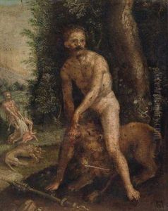 Umkreis Herkules Und Der Nemeische Lowe by Heinrich Aldegrever