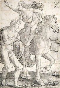 Allegory Of Death Transporting A Naked Woman On Horseback From Her Partner by Heinrich Aldegrever