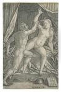Tarquin And Lucretia. by Heinrich Aldegrever