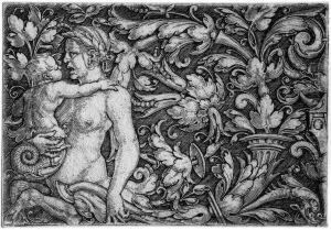 Ornament Mit Nereide, Ein Kind Haltend Ornament Mit Nereide, Ein Kind Haltend