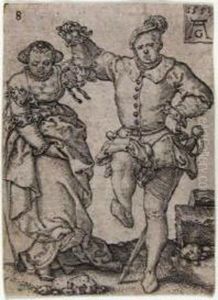 Tanzendes Paar. by Heinrich Aldegrever