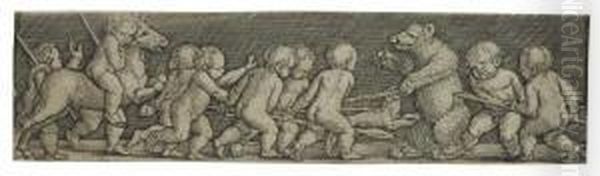 Frieze With Putti On A Bear Hunt - view 1