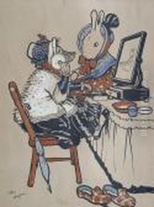 Mrs Hedgehog At Her Dressing Table by Cecil Charles Aldin
