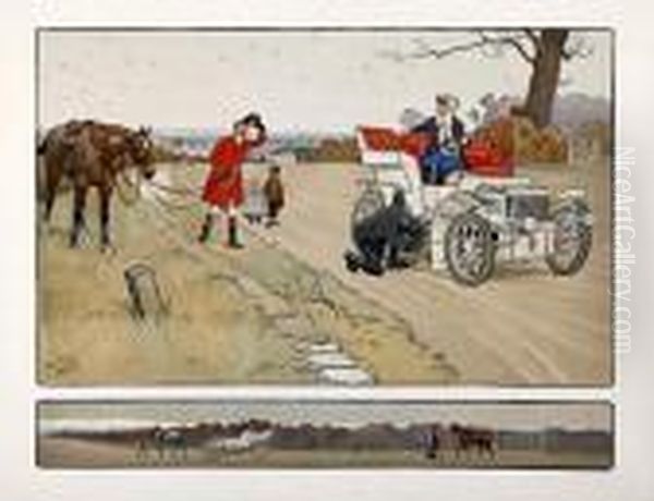 An Early Motoring Humorous Encounter Between A Motorist And A Huntsman - view 1