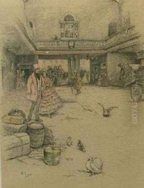 Elegant Couple In A Courtyard - view 1