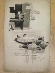 An Immortal Monkey Sketch by Cecil Charles Aldin