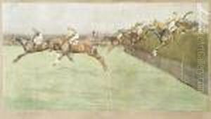 The Grand National; No. 4 The
Canal Turn & No. 2 Beecher'sbrook & No. 3 Valentines. by Cecil Charles Aldin
