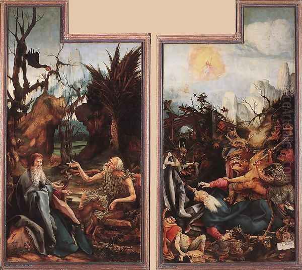 Visit of St Antony to St Paul and Temptation of St Antony c. 1515 - view 1