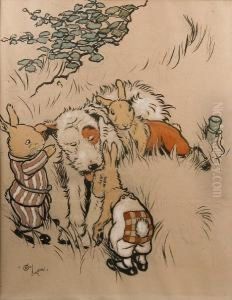Mrs Hedgehog And Mrs Rabbit At The Dressingtable