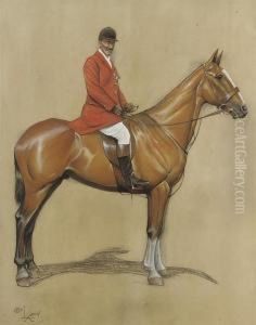 Self Portrait On A Chestnut Hunter by Cecil Charles Aldin