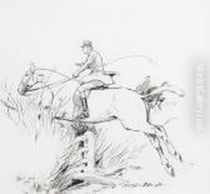 A Huntsman Taking The Fence by Cecil Charles Aldin