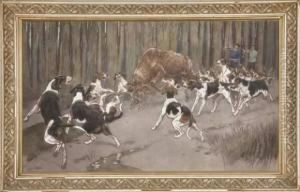 Hallali De Cerf A L'equipage Du Comte De Valon, Foret D'halatte by Cecil Charles Aldin