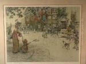 Figures Greeting A Coach And Horses Outside The Anchor Inn by Cecil Charles Aldin
