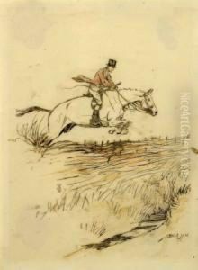 Huntsman Clearing The Ditch by Cecil Charles Aldin