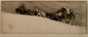 A Winter Coaching Scene by Cecil Charles Aldin