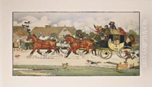L'arrivee Du Royal Mail Porthmouth- by Cecil Charles Aldin