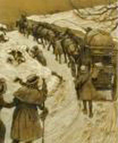 Working Horses In The Snow - view 1