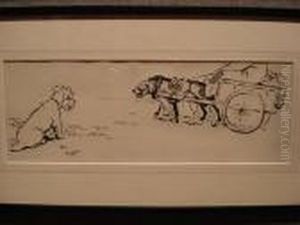 Dog Cart A Terrier Looking On by Cecil Charles Aldin
