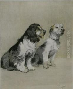 Spaniel And Terrier by Cecil Charles Aldin