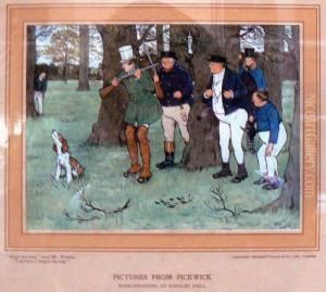 Pictures From Pickwick, Book-shooting At Dingley Dell Copyright Byrichard Wyman by Cecil Charles Aldin