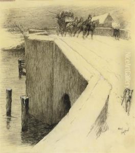 The Stagecoach Crossing A Snow Covered Bridge