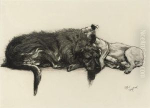Micky And Cracker Resting by Cecil Charles Aldin