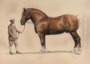 A Suffolk Punch And His Groom by Cecil Charles Aldin