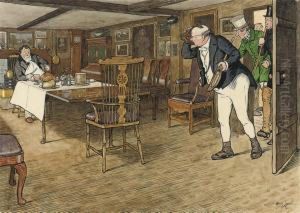 A Scene From The Pickwick Papers: There At The Table Sat Mrtupman by Cecil Charles Aldin