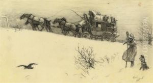 The Stagecoach Struggling Up A Snowy Hill